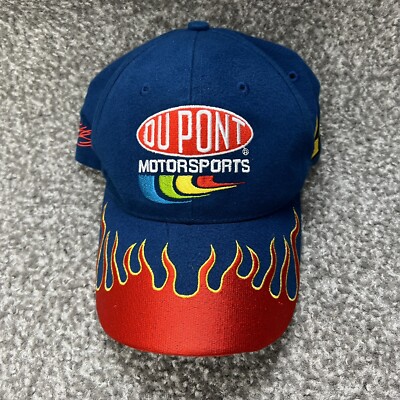 Vintage Jeff Gordon Flame Hat Cap Snap Back Blue Red Yellow NASCAR