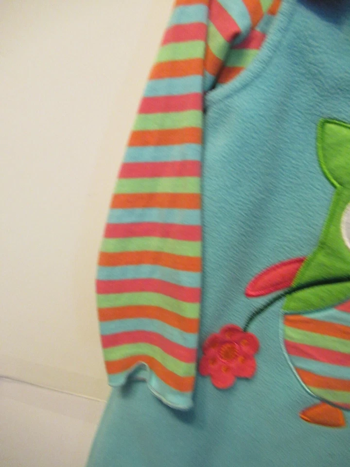 (R) Girls 2 Piece Bonnie Jean Owl Warm Fleece over top and Striped Shirt Foto 4 de 4
