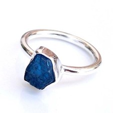 Neon Apatite Ring 925 Sterling Silver Apatite Ring Raw Apatite Crystal R-HR006