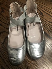 Nina Silver Ballet Criss Cross Strap Flats Girls Size 3