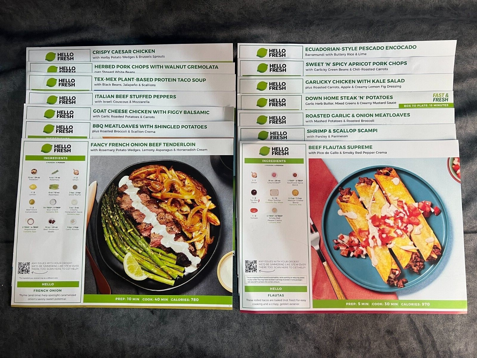 Hello Fresh, Green Chef, Sunbasket,Gobble Meal Dinner Recipe Cards YOUR  CHOICE! | eBay