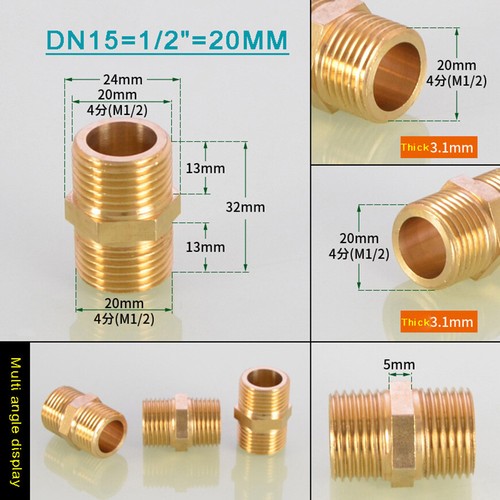 BSP Adaptor Male to Male Hex Nipple Coupling Connector 1/8" ~ 2" Stainless/Brass - Picture 62 of 92