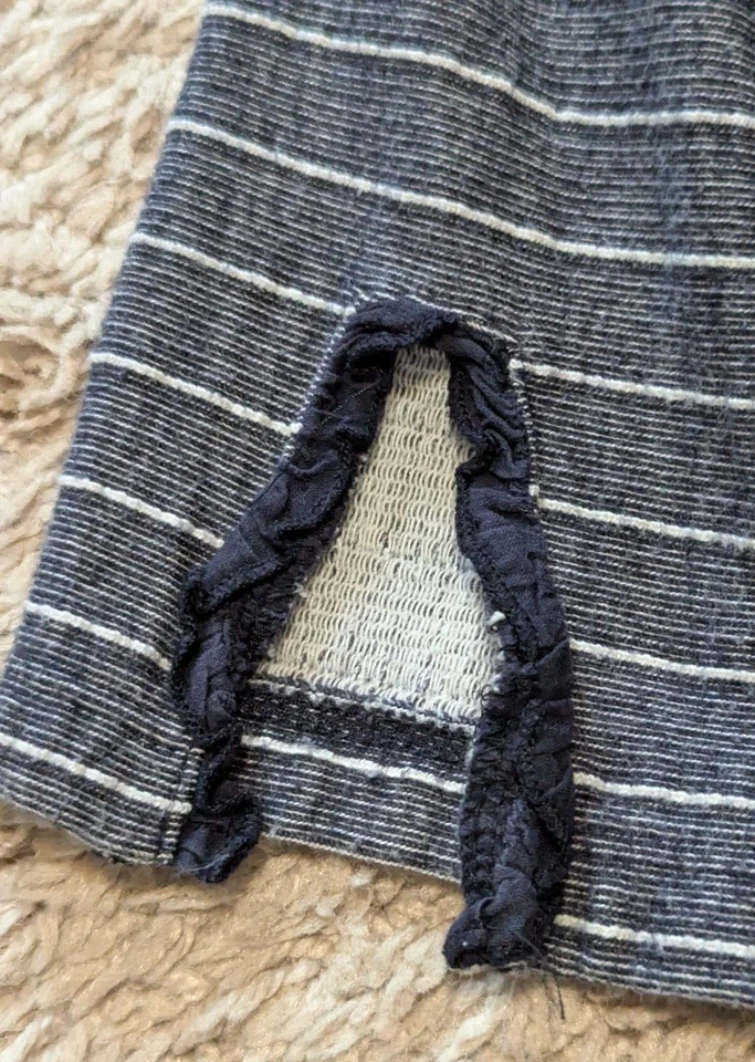 Moletom Talbots Terry tamanho 2X pequeno cinza listrado azul praia capa pulôver - Imagem 4 de 4