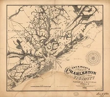 20" x 24" 1862 Map Of Charleston & Vicinity Civil War Map