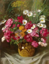 Large Oil Painting Cute little flower handmade modern art home wall decor 36"