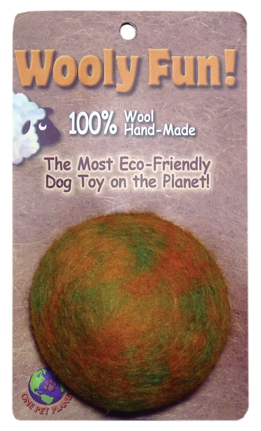 One Pet Planet 86002 2-Inch Wooly Fun Ball Dog Toy