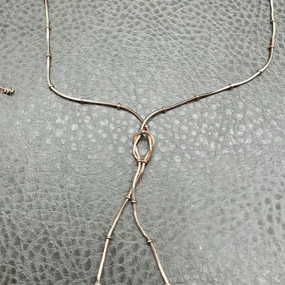 Collar LOFT Lariat Tono Oro Rosa Cadena Gota Y Para Mujer Moderno Diseñador Joyería Foto 3 de 4