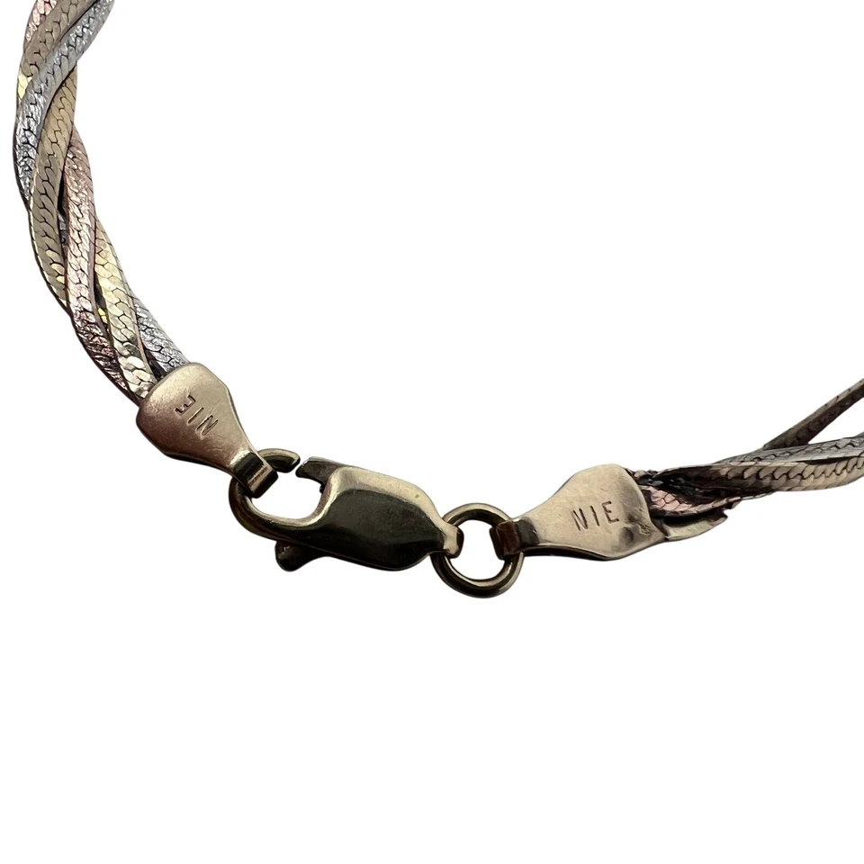 Vintage 14k Gold Bracelet Twist Chain Italy 2.9 grams Lobster Clasp 7 1/8" Long - Image 3 of 4