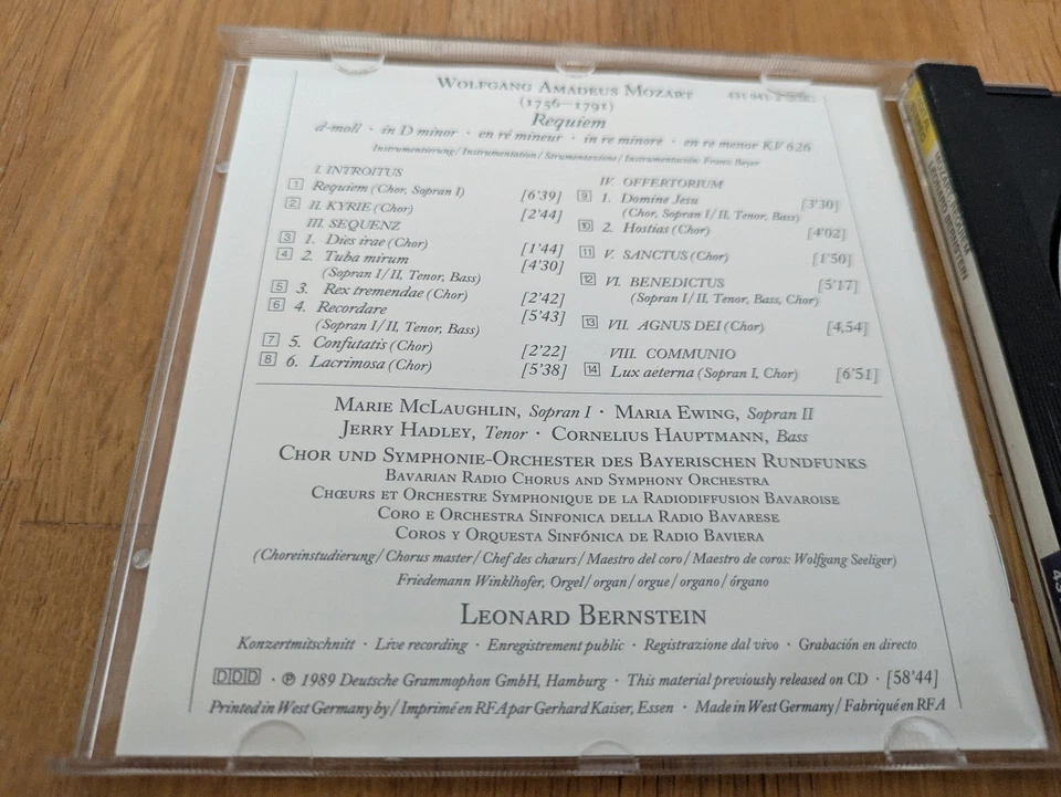 Mozart Requiem Leonard Bernstein Edition 1989 McLaughlin Ewing Hadley Hauptmann - Bild 2 von 4