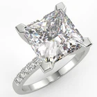 3.07 Ct Princess  SI1/D Solitaire Pave Diamond Engagement Ring 14K White Gold