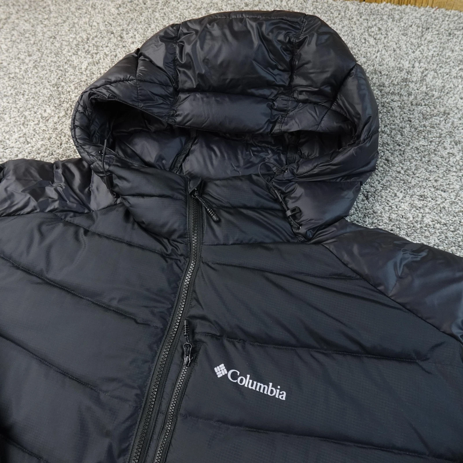 Columbia Jacket Mens 5X Black Omni Heat Hooded Puffer Insulated Windbreaker Coat