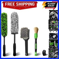 4PCS Car Wheel Cleaning Kit, 360 Bendable Wheel Brush with Boar Hair Detail...