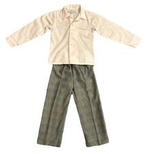 Young Classic Dress Shirt/plaid Pants Outfit Youth Girl Size 7 Pink/gray