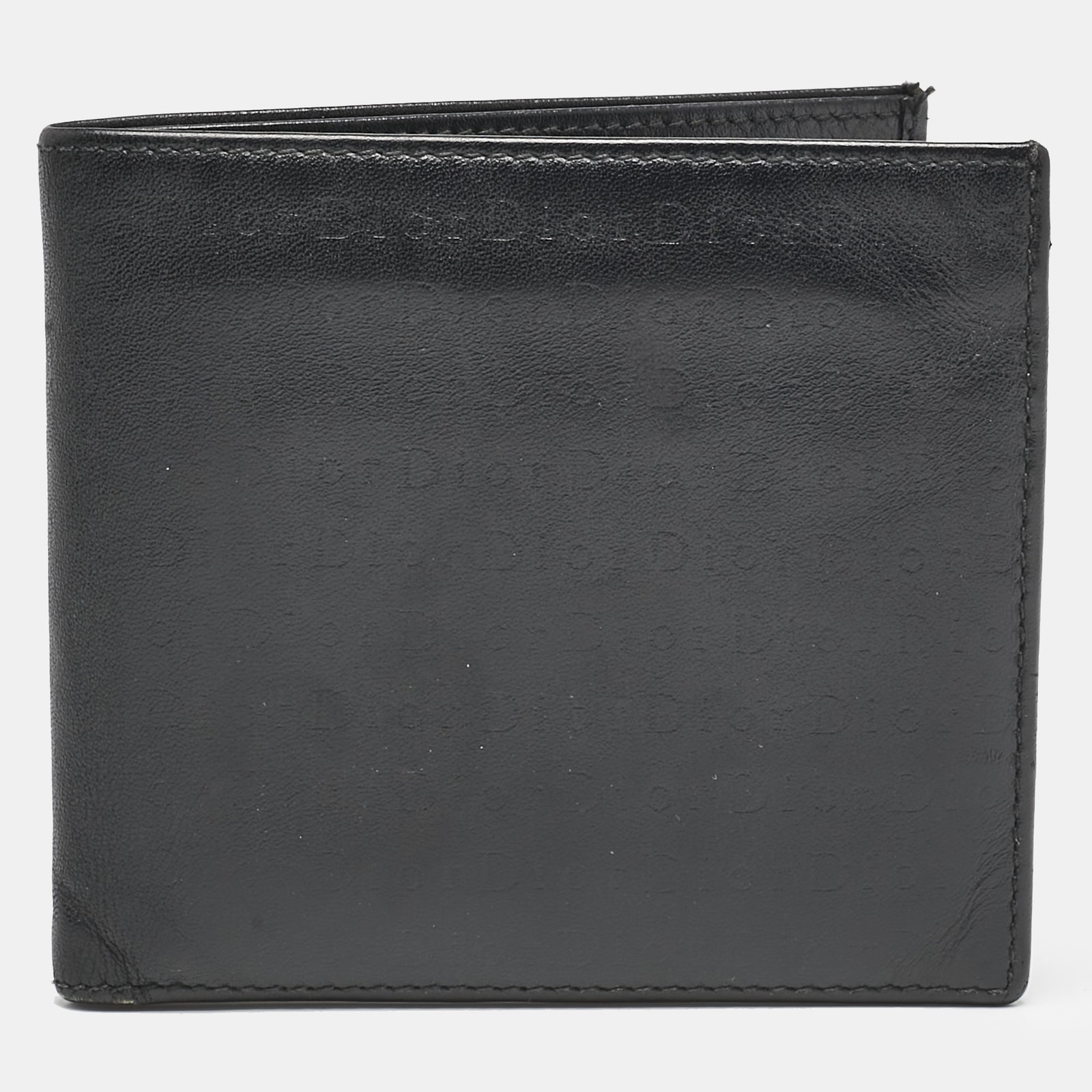 Dior Black Embossed Logo Leather Bifold Wallet for Men