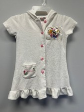 Disney Princess Girls White Terry Hooded Swim Cover-Up Dress Size M 5 Snow White