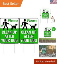 Double-Sided No Poop Lawn Signs - 12x9-In, Metal H-Stake for Easy Installation