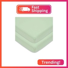 American Baby Company 2 Pack 100 Natural Cotton Fitted Pack and Play Sheets 39"