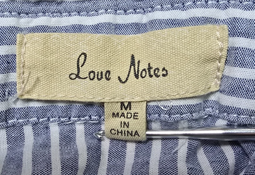Love Notes Blouse M Button Up Tie Hem Stripe Blue Breathable Classic Long Sleeve - Picture 3 of 12