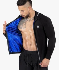 Kewlioo Pro Men's Sauna Jacket Heat Trapping Sweat Compression Top Zip Up LARGE