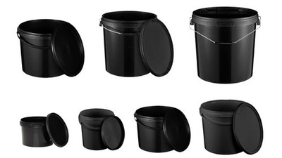 Eimer mit Deckel 30 20 10 5 3 1 0,5 L Schwarz BenBow Lebensmittelecht Eimer