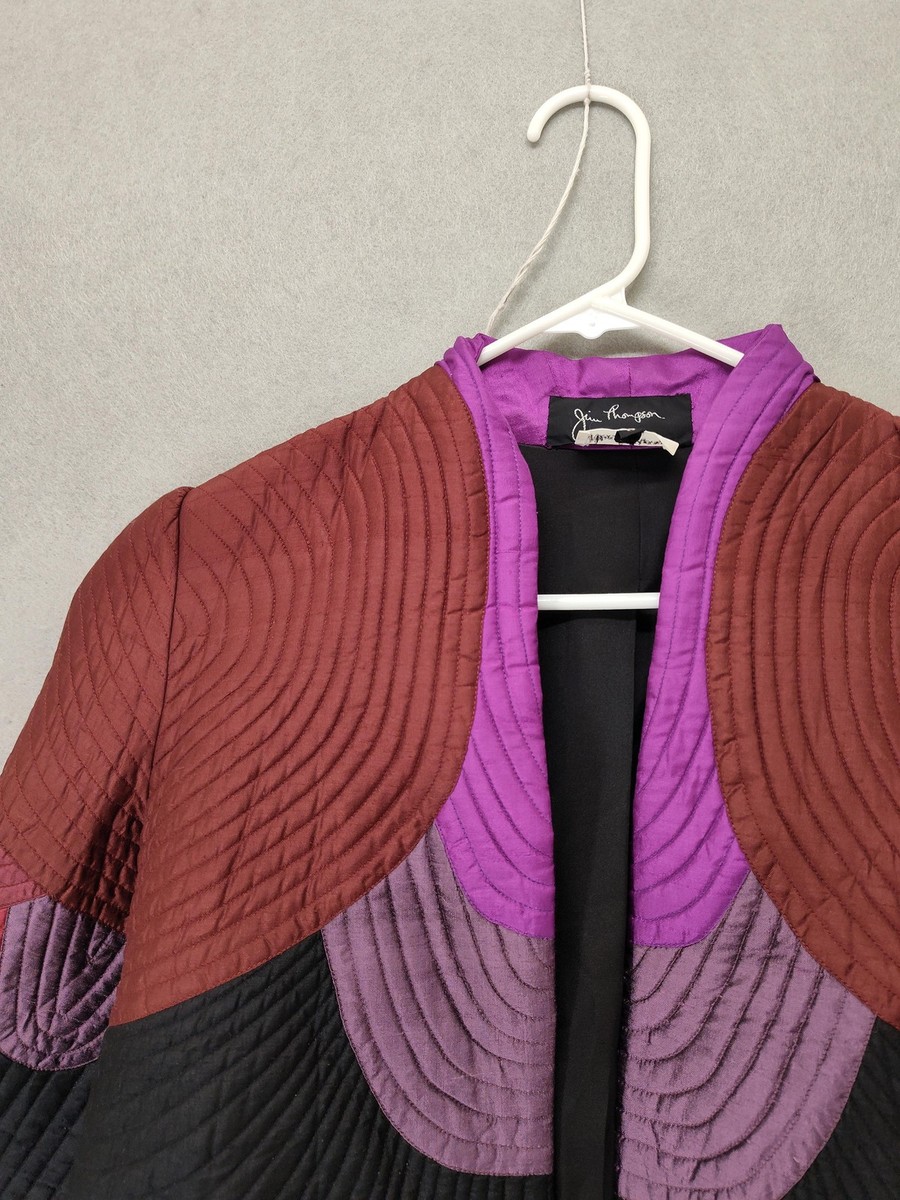 Jim Thompson Jacket Womens 8 Quilted Silk Patchwork Neiman