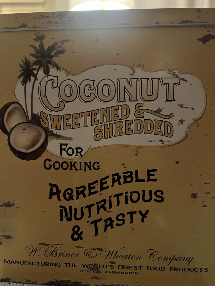 Coconut Sweetened Tin distressed collectible modern reproduction tin - Image 2 of 4