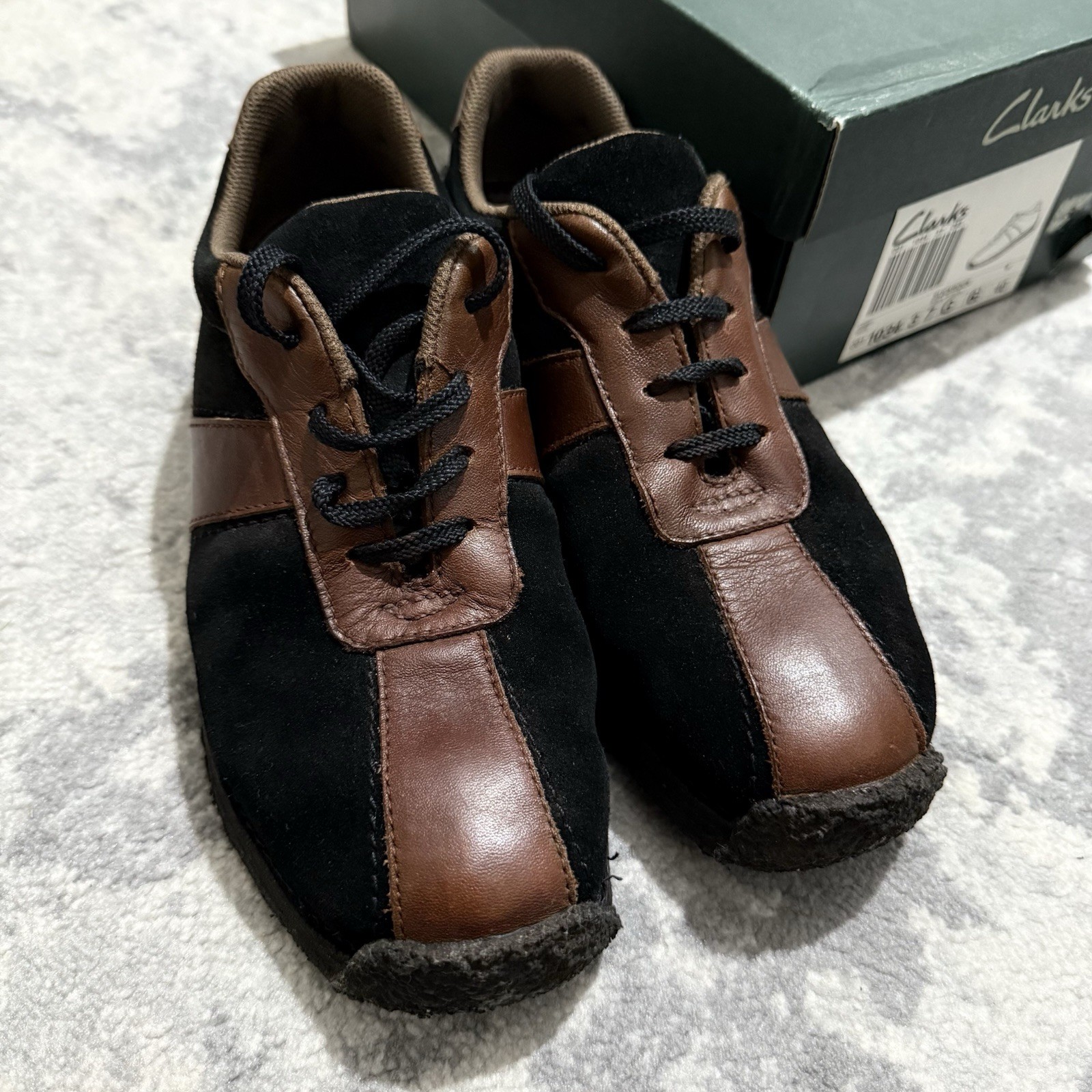 SAOLA Scarpe da ginnastica Clark’s Originals scamosciate pelle nere marroni suola crepe Y2K UK6 5