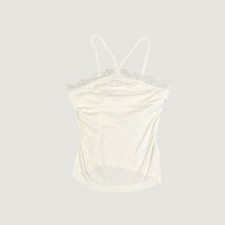Gap Rib Cami Cream Lace Trim Spaghetti Strap Racerback Tank Top Small