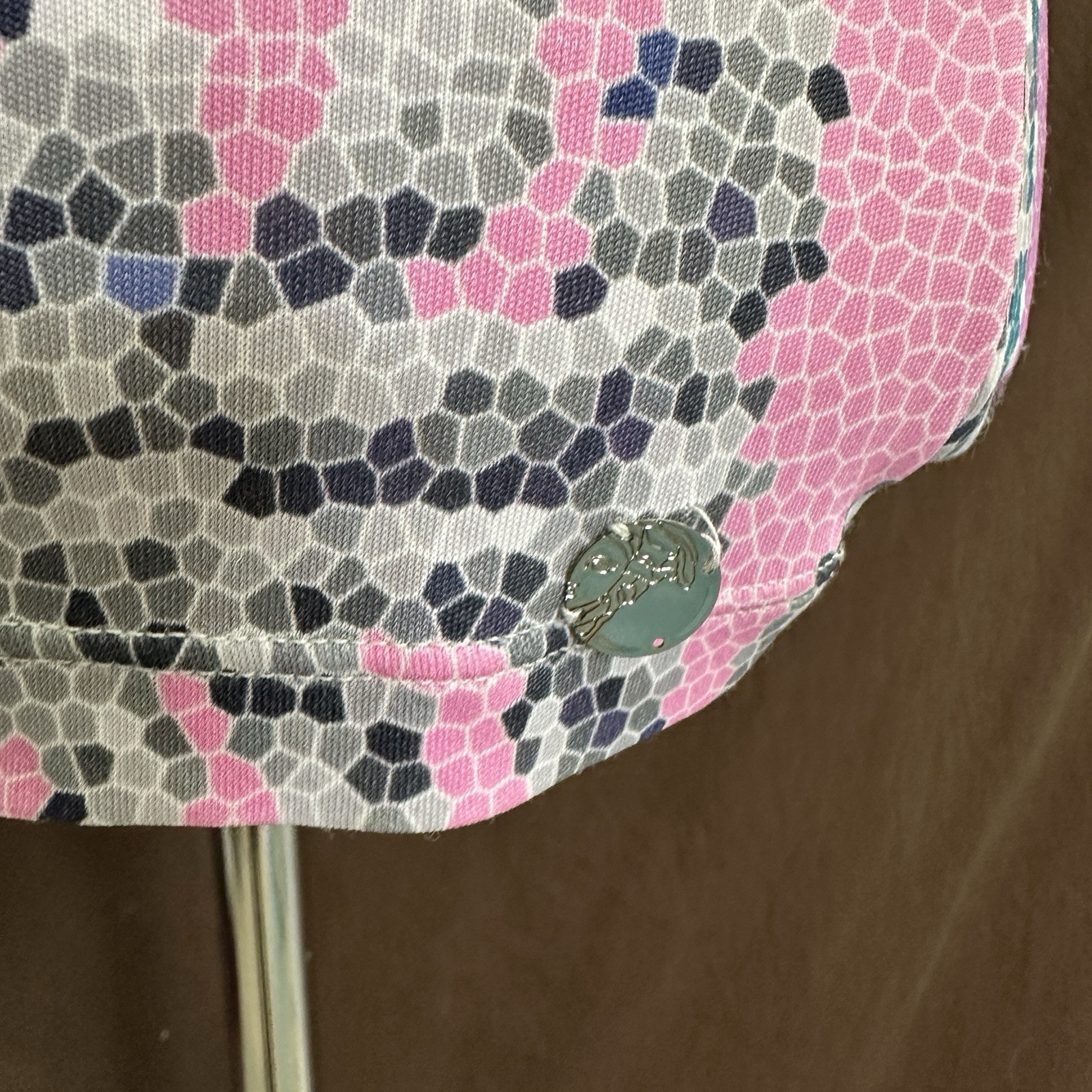 VERSACE Mosaic V-Neck Silky Jersey Top 40 SMALL Pink thumbnail 5