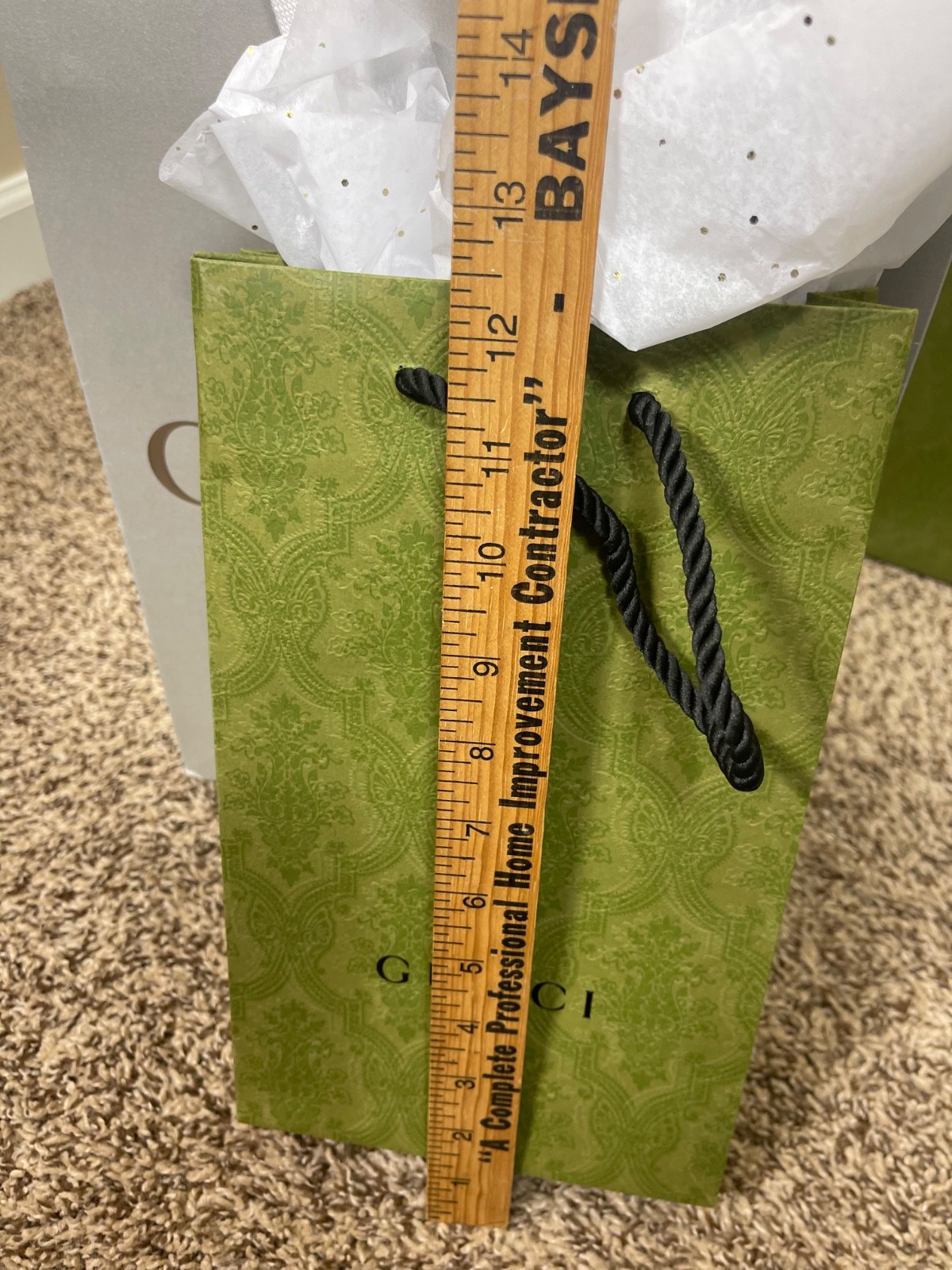 Authentic Empty Gucci Green Brocade Red Silver 8 Total Shopping Gift Tote Bags thumbnail 12