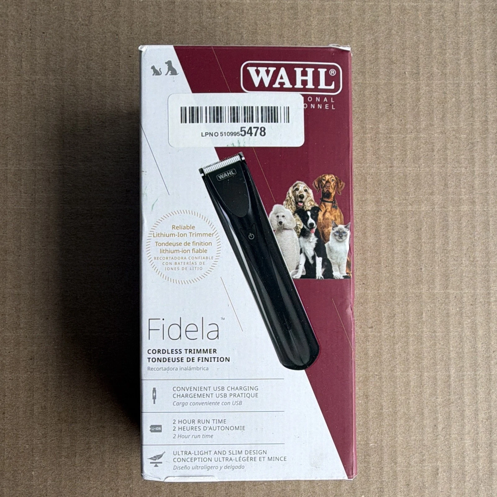 Wahl Fidela Pet Hair Trimmer Cordless USB Charging Lightweight 5478 #D2