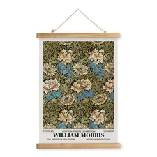 William Morris Exhibition Poster, Vintage Floral Wall Hanging, Art Nouveau Bo...