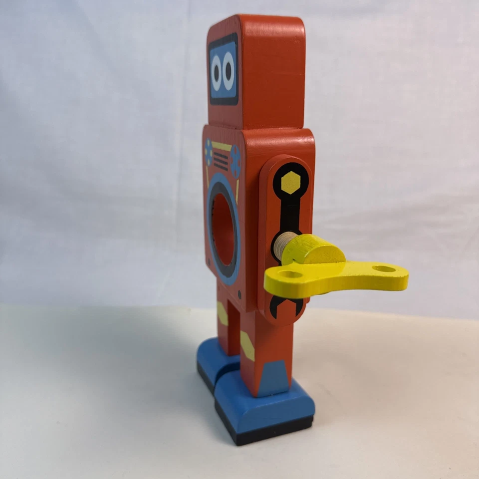Retro Wooden Orange Robot Nut Cracker Twist Key By Suck UK. 8.5” Tall - Image 4 of 4