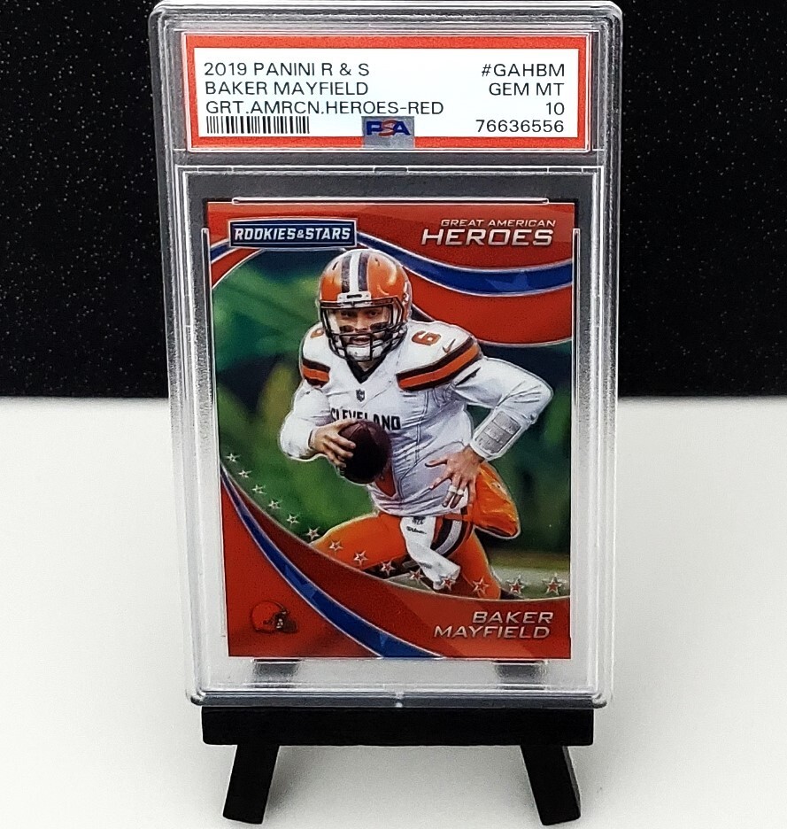 Baker Mayfield 2019 #GAH-BM Panini R & S Great American Heroes-Red /75 PSA 10 GM