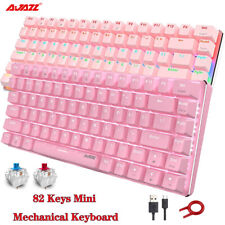 US Pink Mechanical Gaming Keyboard White LED Rainbow Backlit Wired Type-C Keypad