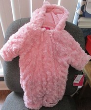 Weatherproof Baby Girls' Rosette Faux Fur Knit Pram Baby Pink, 12 Months NWT