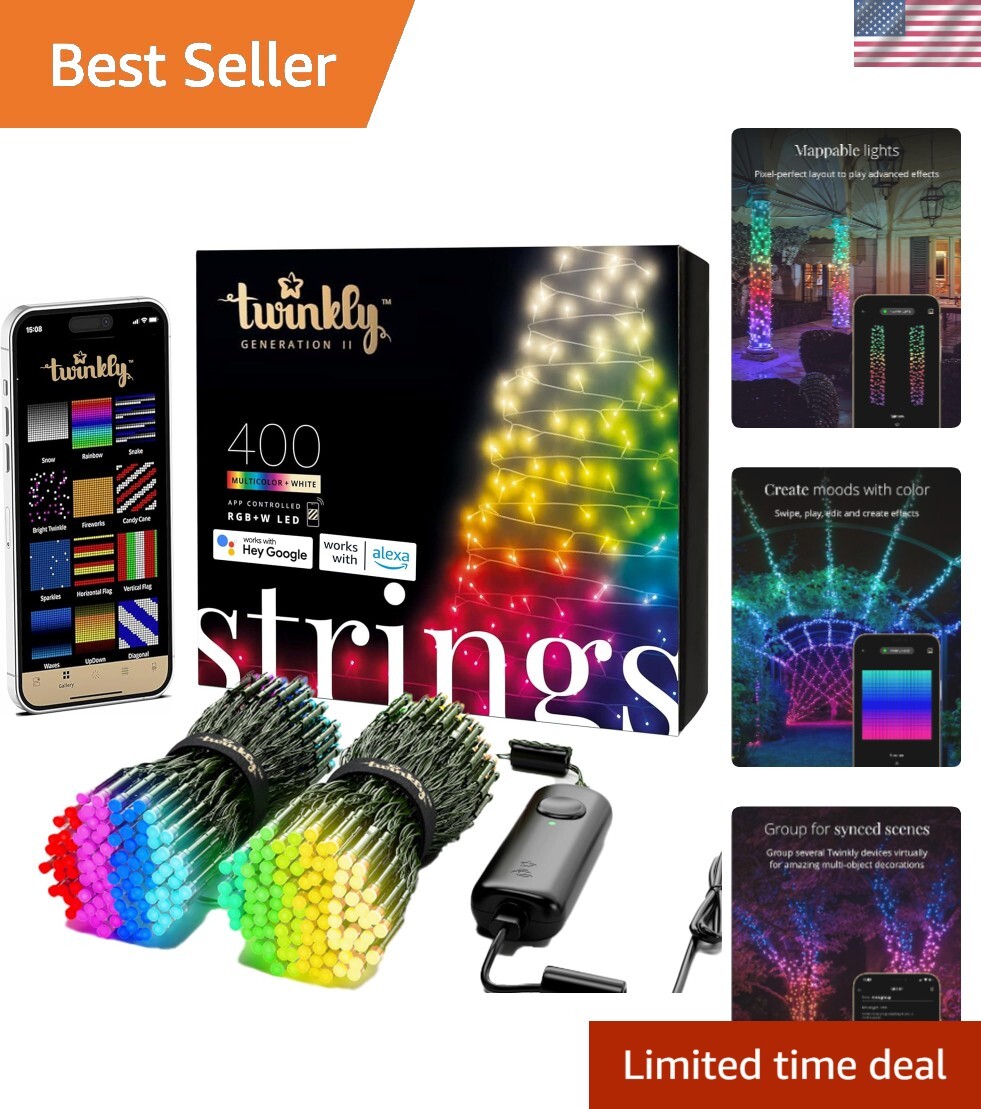 Strings 400 LED RGB+ White, LED Light String, in- and Outdoor Smart Multicolo...