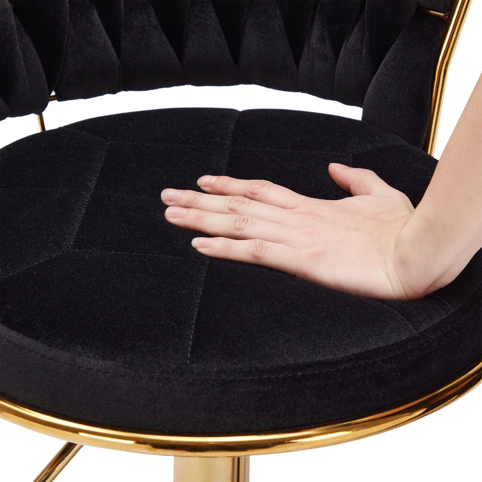 4er Set Barhocker verstellbar drehbar Samt Retro Küchentheke Höhe Stuhl - Bild 4 von 4