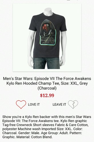 Mens 2XL Gray Star Wars Hooded Kylo Ren Print T Shirt - Picture 2 of 2