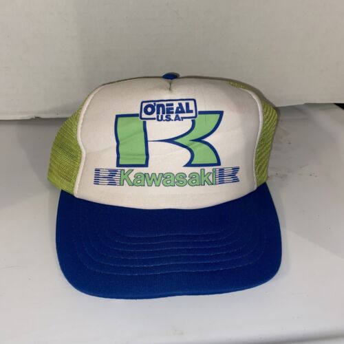 KAWASAKI Motorcycles Vintage 80s Jean Trucker Hat… - image 1