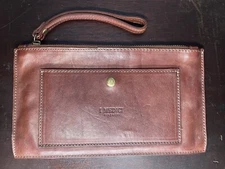 Vintage I MEDICI FIRENZE Italian Leather Brown Purse Clutch Handbag Wristlet 
