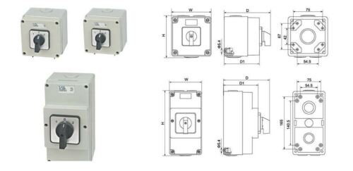 20AMP 32AMP 63AMP 3 POLE IP66 ENCLOSED CHANGEOVER SWITCH SURFACE MOUNTED - Picture 2 of 5