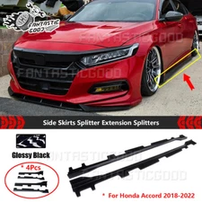 For Honda Accord 2018-2022 Gloss Black Side Skirts Splitter Bottom Extension Kit