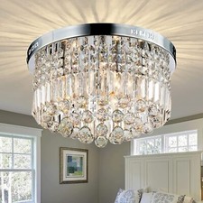 60cm Modern K9 Crystal Chandelier Lighting Flush Mount LED Ceiling Light Fixture