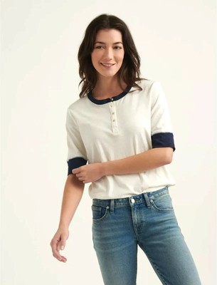 LUCKY BRAND Women's Button Down Color Block Top Shirt Sizes M or XL Choose NWT