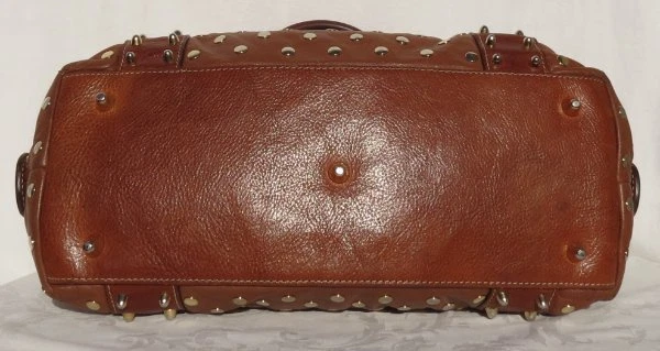 Bolso de Hombro BE & D Marrón Coñac Piel de Cordero Dorado Tachonado GARBO USADO EN EXCELENTE ESTADO Foto 4 de 4