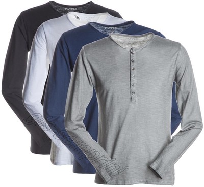 T-SHIRT MANICA LUNGA PAYPER METROPOLITAN MAGLIETTA UOMO CON BOTTONI 100%  COTONE | eBay