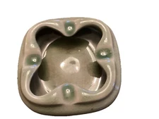 Green Pottery Cigarette Ashtray Suitable For St. Patrick’s Day Vintage Mcm