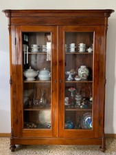 ANTICA VETRINA CREDENZA  TOSCANA IN LEGNO DI NOCE MASSELLO EPOCA 800 RESTAURATA