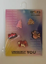 CROCS Jibbitz Charms Christmas/Holiday 5 Pack Deer, Tree, House, Shoe, FALALALA 